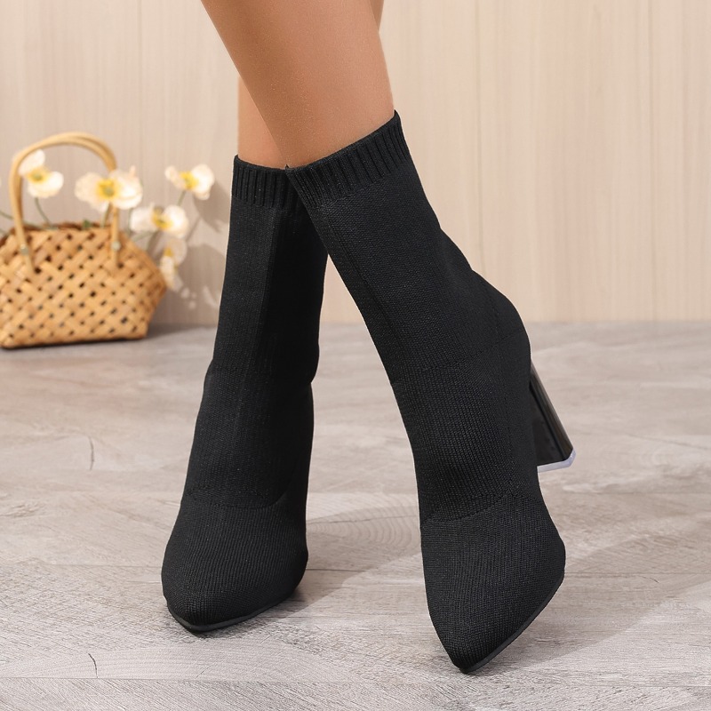 Simple Pointed Toe Knit Stretc - Pipe Bending Spring บทวิจารณ์และราคา