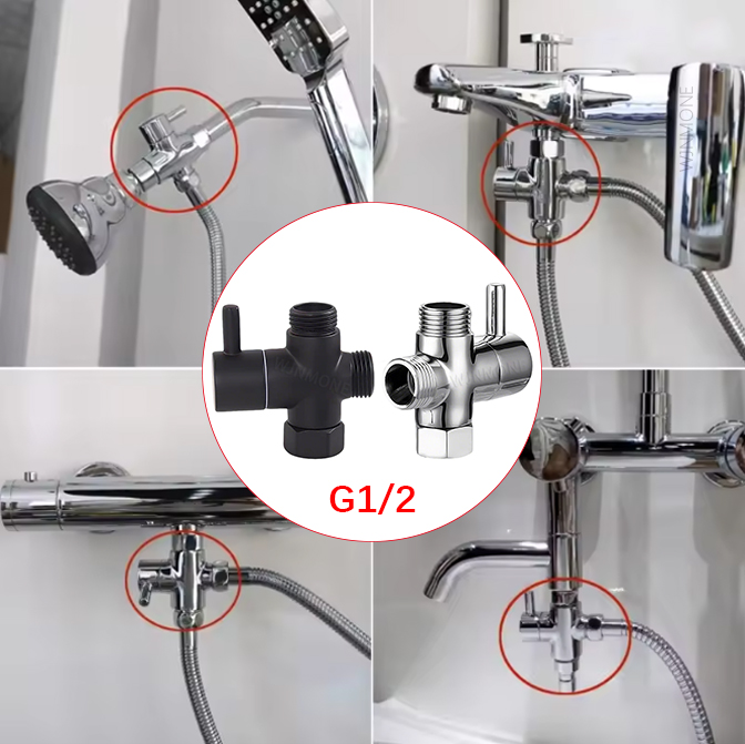 Black Silver 3 Way T-Adapter D - Shower Valve Cartridge บทวิจารณ์และราคา